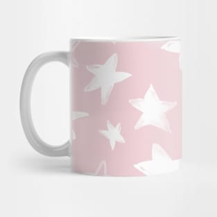handpainted white stars over pink cotton candy background Mug